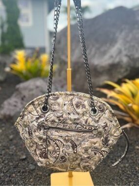 Sharif 1827 Quilted Paisley Crossbody Bag in Beige and Brown